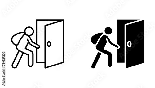 Thief vector icon set. Burglar, bandit symbol flat vector sign isolated on white background.