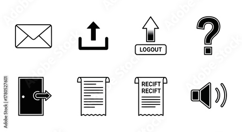 Email icon line drawing outline of letter for messaging and electronic mail symbol