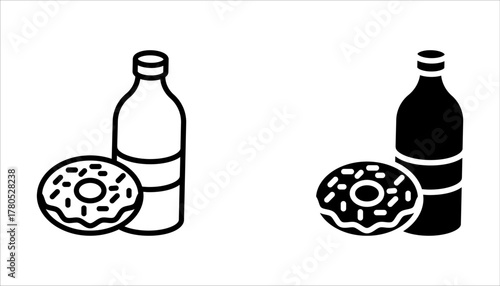 Fast food icon set. filled flat sign for mobile concept and web design on white background