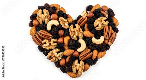 Heart Shape of Nuts and Dry Fruits  Symbol of Healthy Living 
