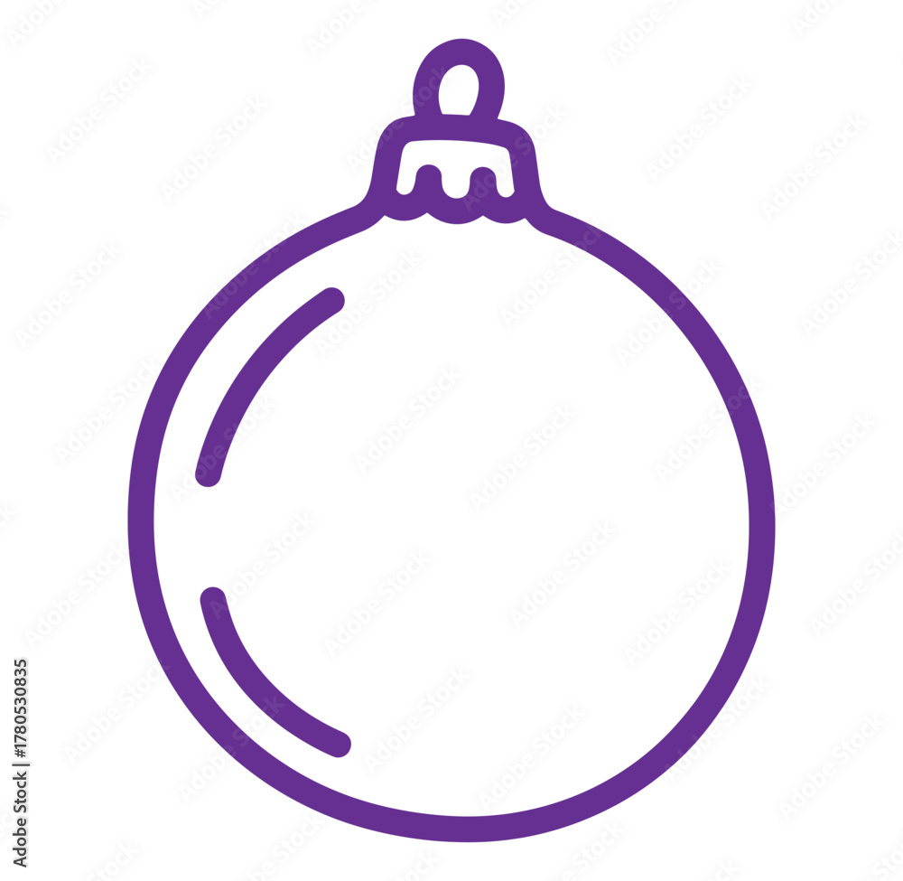 Obraz premium Simple purple outline christmas ornament decoration isolated on white background for holiday season