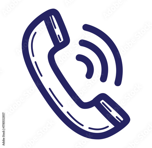 Stylized handdrawn phone icon with call signal representing communication and support