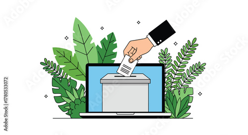 Casting vote digitally with this modern concept image, empowering online participation and democratic engagement
