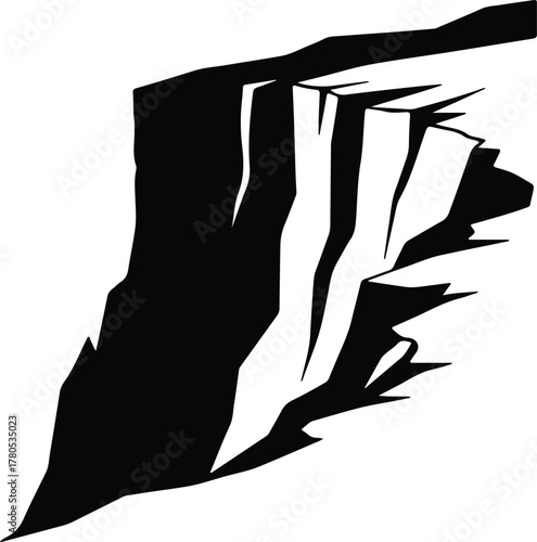 Silhouette vector of a black cliff with sharp edges Illustrator