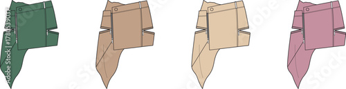 Collection of four fabric swatches in varying colors and textures, laid out for comparison and selection