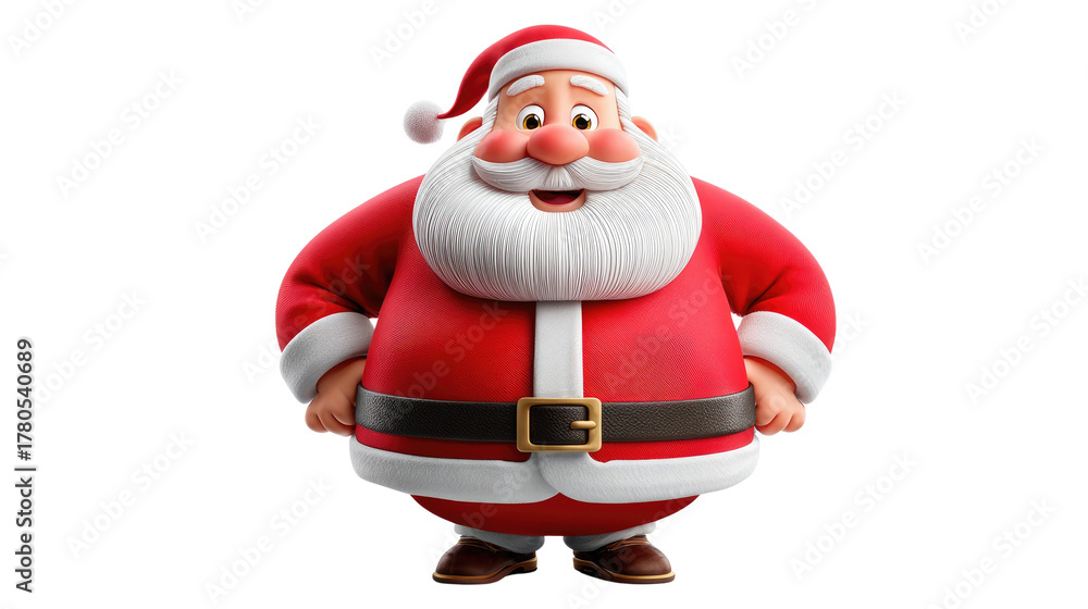 Fototapeta premium Heart of Christmas: A cheerful Santa Claus figure stands, embodying the spirit of the holiday, radiating warmth and merriment.