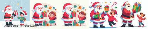 Santa Claus gives gifts to children