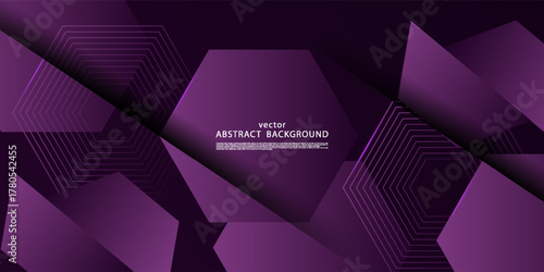 Abstract purple hexagonal background with shadow lines. Simple and trendy patterned background design. EPS10 vector.
