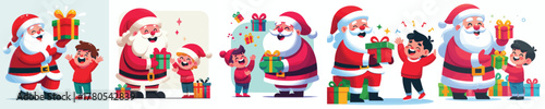 Santa Claus gives gifts to children