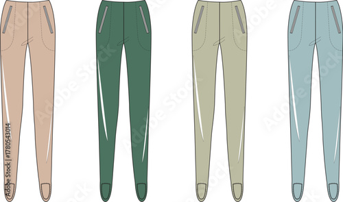 Fashionable Joggers Collection Showcasing Four Different Neutral Tones on a White Background