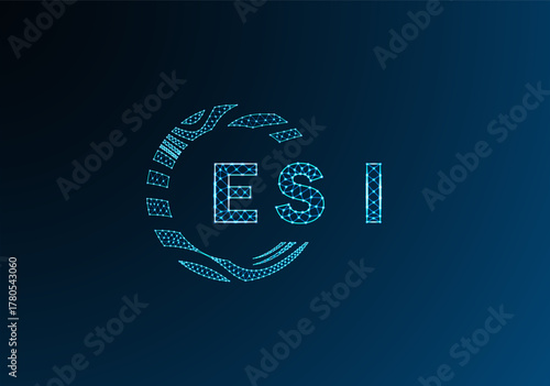 ESI low poly letter logo vector design. ESI lower poly logo design. ESI unique low poly logo design.