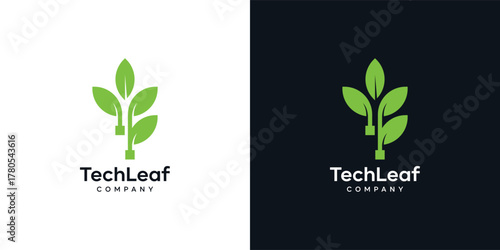 Creative Tree digital technology logo design, leaf logo design with modern style template, symbol, icon, vector, creative idea.
