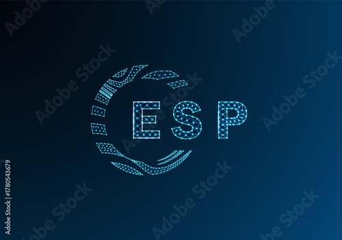 ESP low poly letter logo vector design. ESP lower poly logo design. ESP unique low poly logo design.