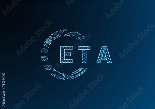 ETA low poly letter logo vector design. ETA lower poly logo design. ETA unique low poly logo design.