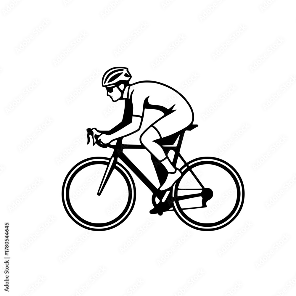 Obraz premium Dynamic Cyclist Black and White Line Art Illustration generatove ai 