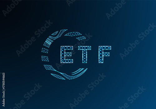 ETF low poly letter logo vector design. ETF lower poly logo design. ETF unique low poly logo design.