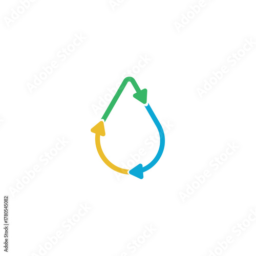Water drop recycle symbol logo design