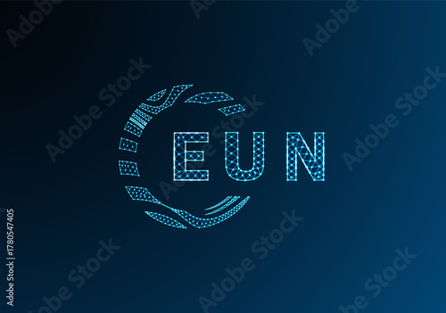 EUN low poly letter logo vector design. EUN lower poly logo design. EUN unique low poly logo design.