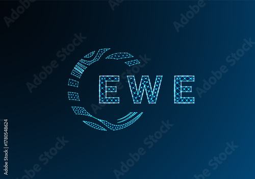 EWE low poly letter logo vector design. EWE lower poly logo design. EWE unique low poly logo design.