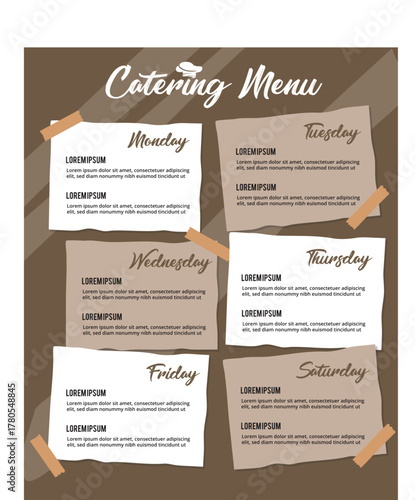 notes catering menu template