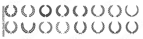Photos Black laurel wreath award icons set on transparent background