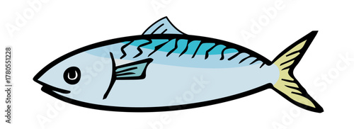 さかなイラスト手描きのかんたんシンプルな食品_輪郭あり