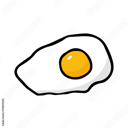 目玉焼きイラスト手描きのかんたんシンプルな食品_輪郭あり