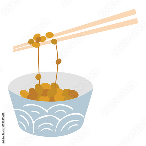 納豆イラスト手描きのかんたんシンプルな食品_輪郭なし