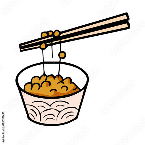 納豆イラスト手描きのかんたんシンプルな食品_輪郭あり