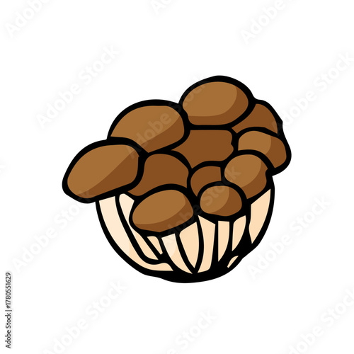 しめじイラスト手描きのかんたんシンプルな食品_輪郭あり