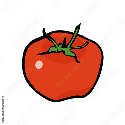 トマトイラスト手描きのかんたんシンプルな食品_輪郭あり