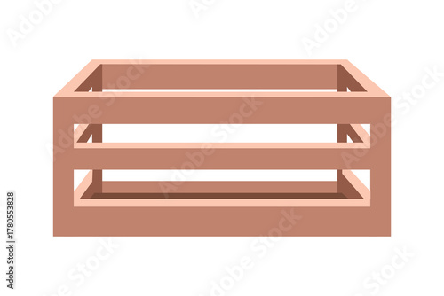 Wooden crate for storage. Rectangular wooden crate. Empty wooden crate. Fruit box. Farmer box.