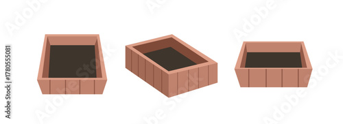 Empty Wooden Planter Box. Collection of wooden box. Gardening box. Fruit box. Vegetable box. 