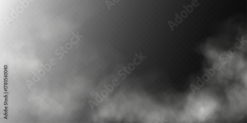Vector white fog or steam trail on a dark background