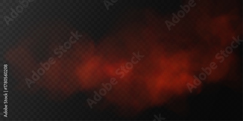 Abstract red smoke or fog on a transparent background with a vector effect.