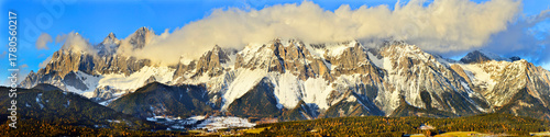 Dachsteingebirge, Dachsteinmassiv im Winter, Salzburger Land, Steiermark, Österreich, Europa, Panorama 