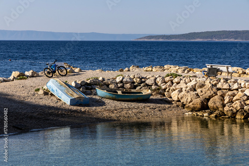 Fototapeta Naklejka Na Ścianę i Meble -  Fishing boats in a harbor on the Adriatic Sea, Croatia