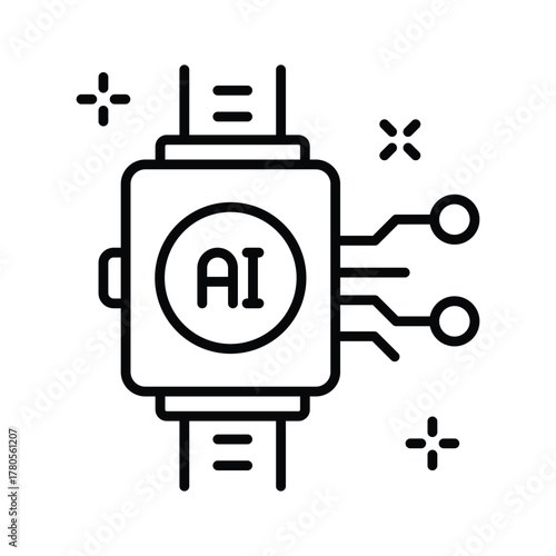 AI smartwatch icon representing wearable artificial intelligence technology.