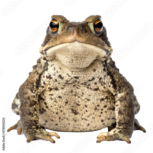 Common Toad's Stare: A detailed image of a Common Toad, showcasing its textured skin and intense gaze, captured with precision.