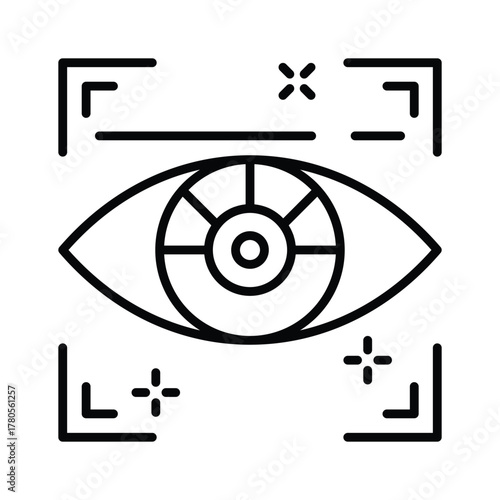 Smart AI eye icon for computer vision and face recognition technology.