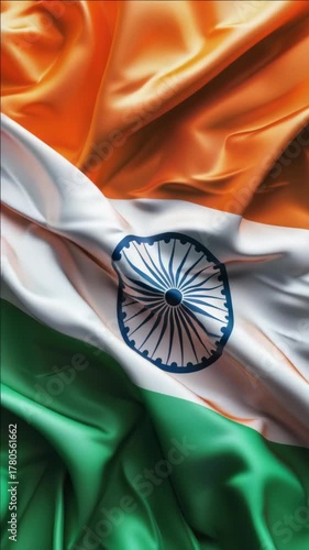 A flag with the colors green, white and blue. The flag has a circle in the middle