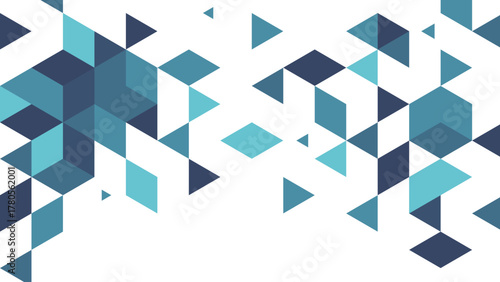 Futuristic abstract geometric pattern with blue triangles and cube shapes for a stylish vector illustration wallpaper design and 3d background