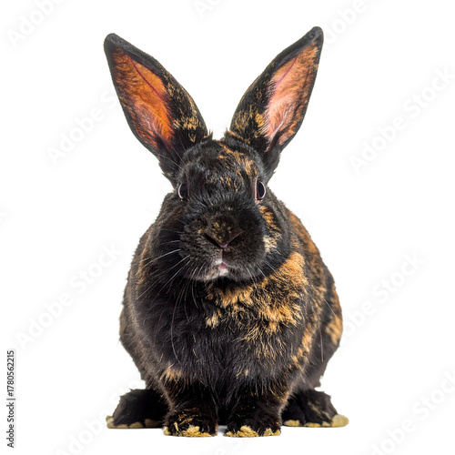 Rabbit's Portrait: Captivating front-facing shot of a rabbit with an arresting gaze, showcasing its distinctive features against a stark backdrop.