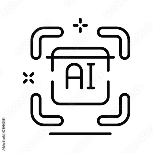 AI face recognition and security scan technology symbol, ready to use vector