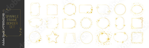 Elegant luxury gold sparkle frame border decorative vector element on transparent background