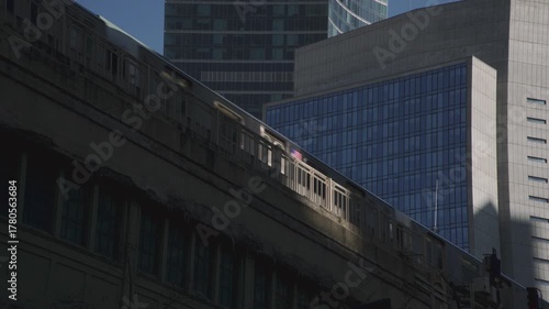 A subway train leaves the station
