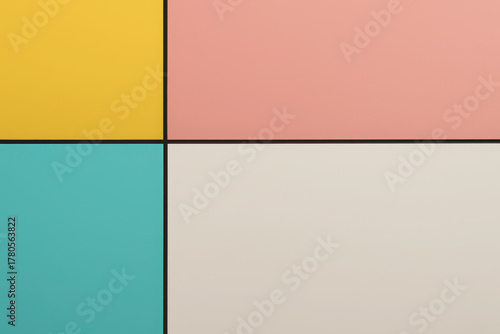 Colorful geometric wall design featuring pastel shades in a modern setting