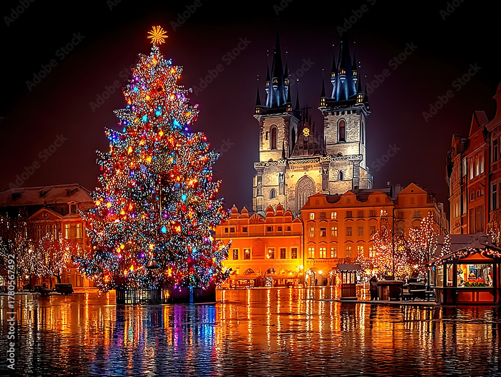 Fototapeta premium magical Prague Christmas market