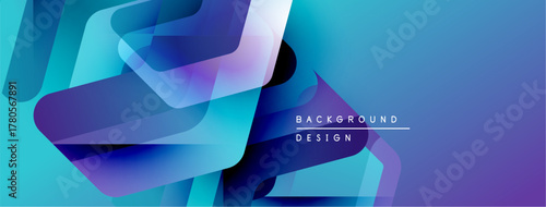 Abstract geometric shapes overlap, creating vibrant blue gradient effect. Modern design suitable for backgrounds, banners, presentations.