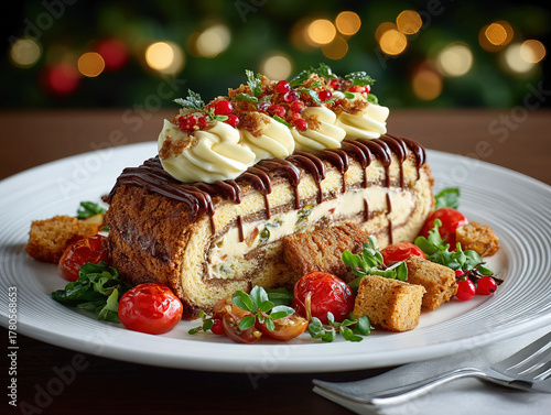 slice of Christmas log cake